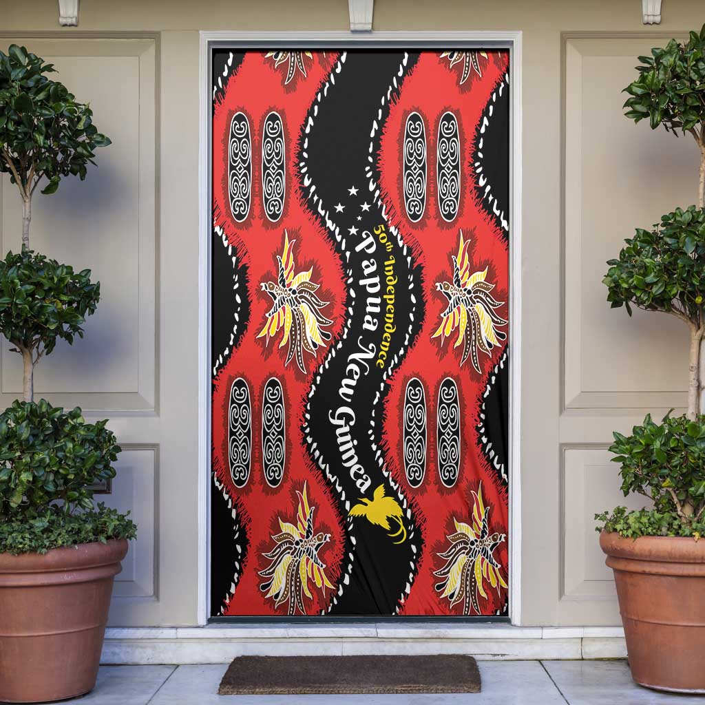 Papua New Guinea 50th Independence Door Cover PNG Batik Pattern LT01 Red - Polynesian Pride