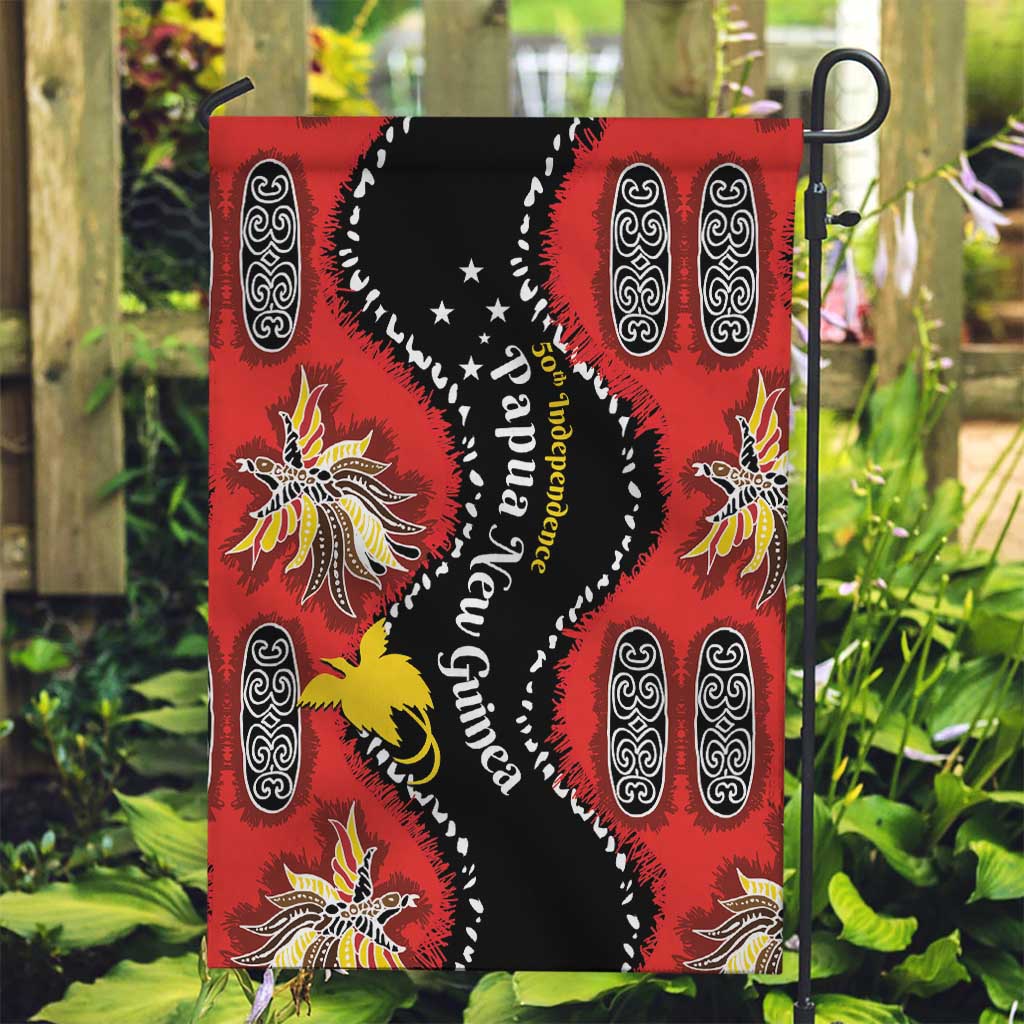 Papua New Guinea 50th Independence Garden Flag PNG Batik Pattern LT01 Garden Flag Red - Polynesian Pride