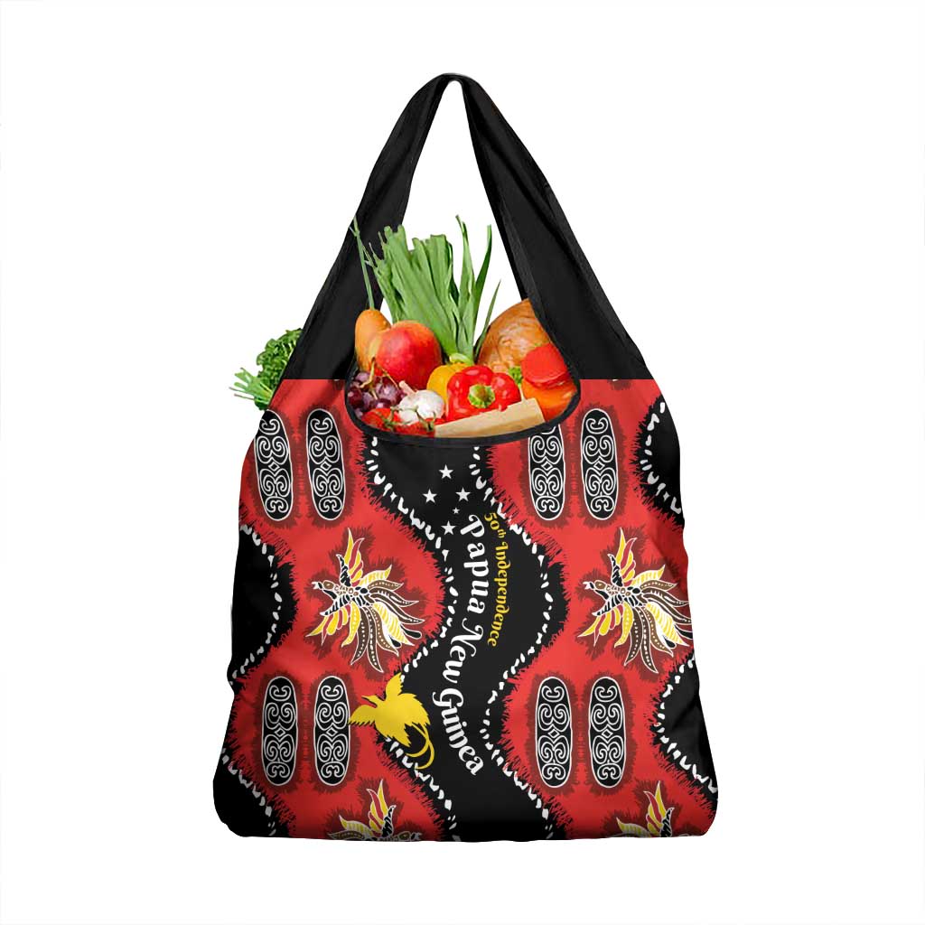 Papua New Guinea 50th Independence Grocery Bag PNG Batik Pattern LT01 1-pack One Size Red - Polynesian Pride