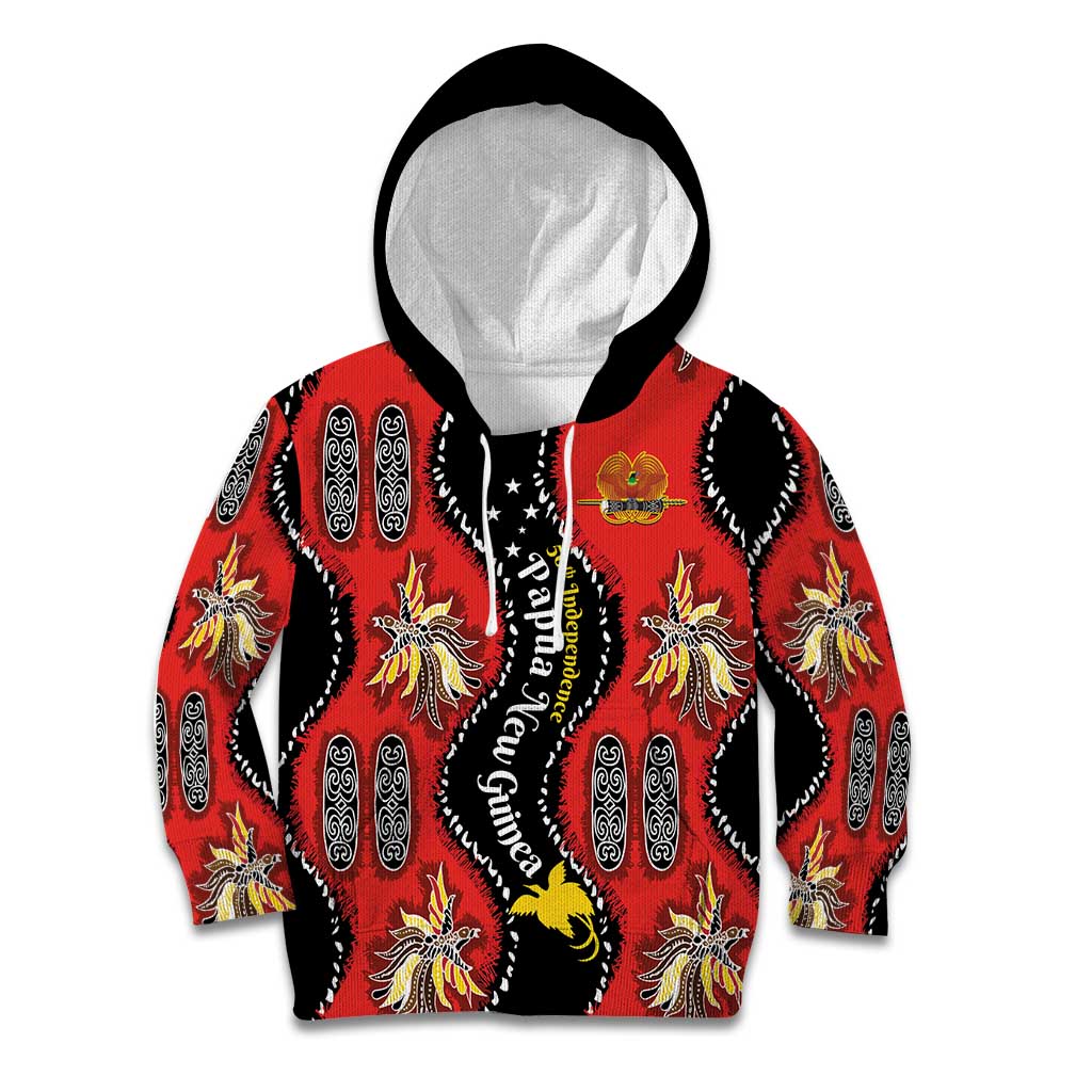 Papua New Guinea 50th Independence Kid Hoodie PNG Batik Pattern LT01 Hoodie Red - Polynesian Pride