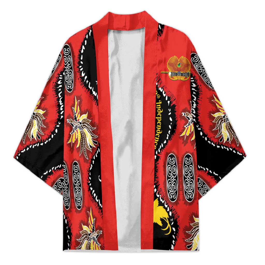 Papua New Guinea 50th Independence Kimono PNG Batik Pattern LT01 Unisex Red - Polynesian Pride