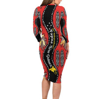 Papua New Guinea 50th Independence Long Sleeve Bodycon Dress PNG Batik Pattern LT01 - Polynesian Pride