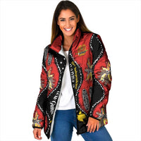 Papua New Guinea 50th Independence Padded Jacket PNG Batik Pattern LT01 Women Red - Polynesian Pride