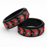Papua New Guinea 50th Independence Spinner Ring PNG Batik Pattern LT01 Black Red - Polynesian Pride