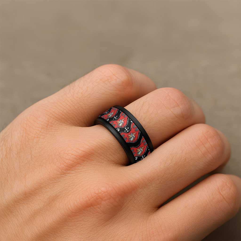 Papua New Guinea 50th Independence Spinner Ring PNG Batik Pattern LT01 - Polynesian Pride