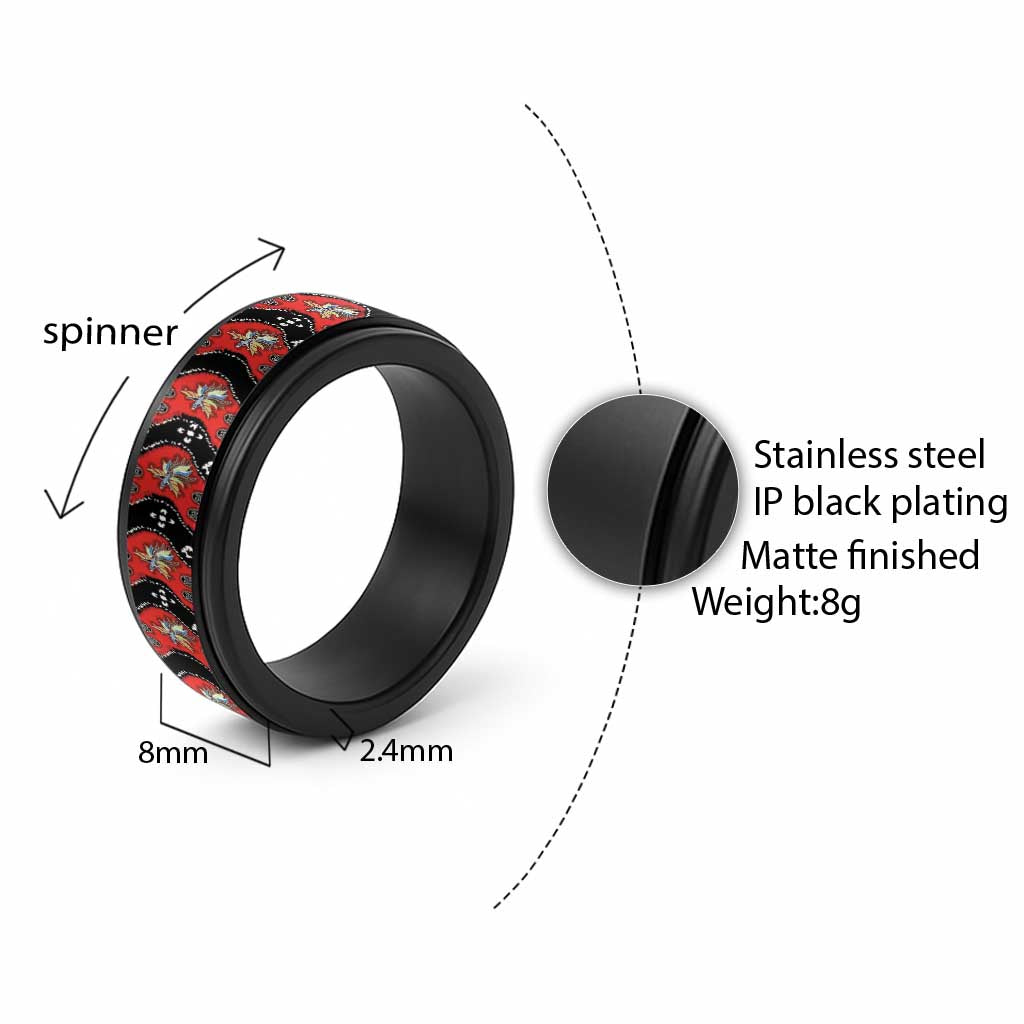 Papua New Guinea 50th Independence Spinner Ring PNG Batik Pattern LT01 - Polynesian Pride