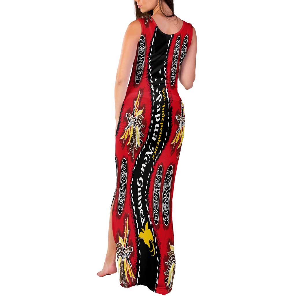 Papua New Guinea 50th Independence Tank Maxi Dress PNG Batik Pattern LT01 - Polynesian Pride