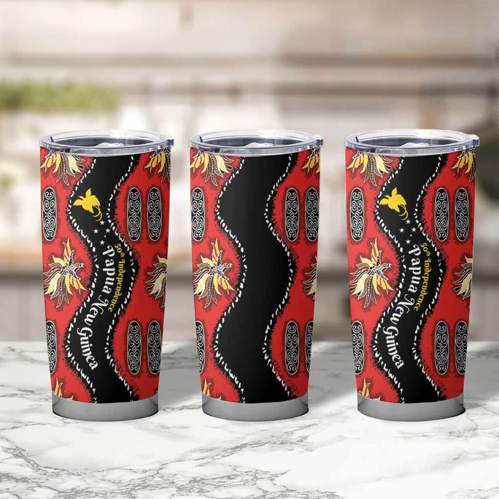 Papua New Guinea 50th Independence Tumbler Cup PNG Batik Pattern LT01 - Polynesian Pride