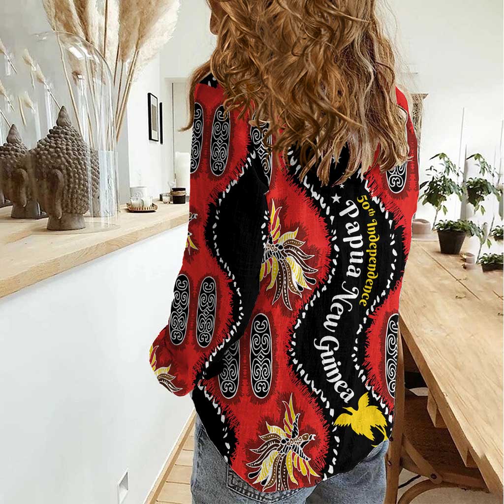 Papua New Guinea 50th Independence Women Casual Shirt PNG Batik Pattern LT01 - Polynesian Pride