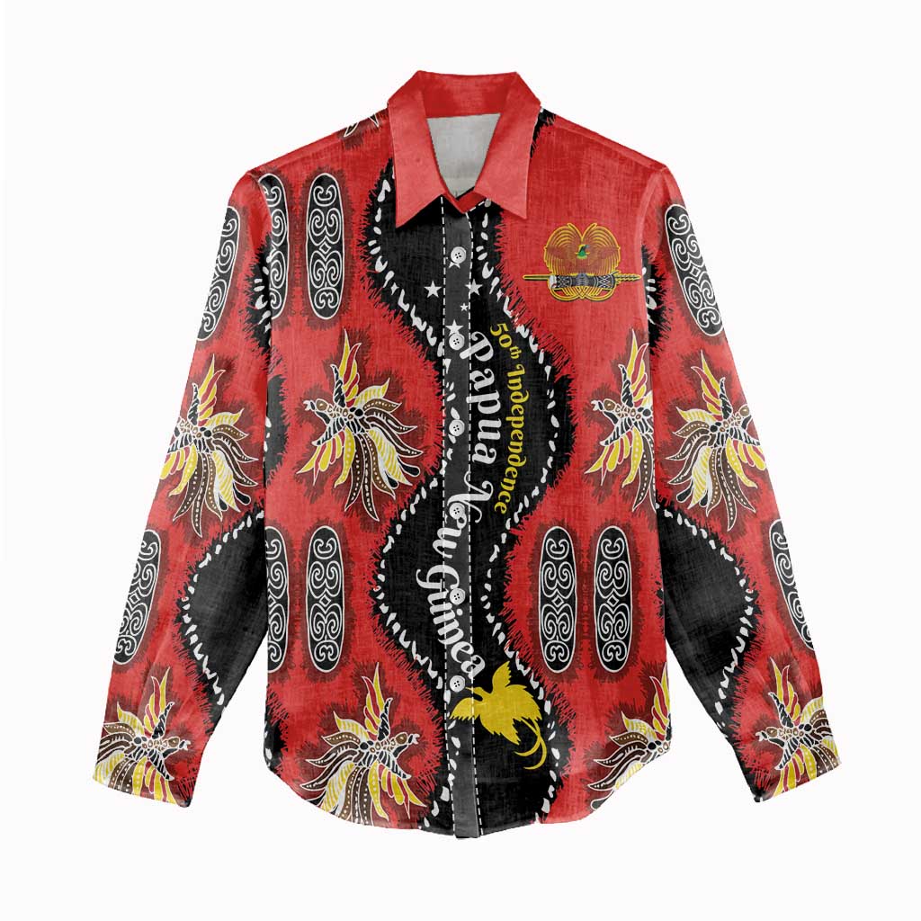 Papua New Guinea 50th Independence Women Casual Shirt PNG Batik Pattern LT01 - Polynesian Pride