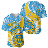 Personalised Tuvalu Independence Day Baseball Jersey Plumeria 45th Anniversary LT01 - Polynesian Pride