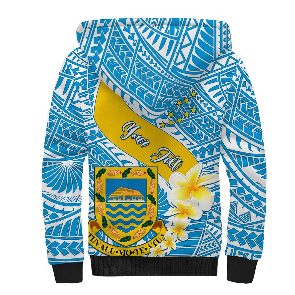Personalised Tuvalu Independence Day Sherpa Hoodie Plumeria 45th Anniversary LT01 - Polynesian Pride