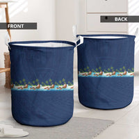 Hawaii Santa Riding Sea Turtle Laundry Basket Mele Kalikimaka Polynesian Pattern LT01 - Polynesian Pride
