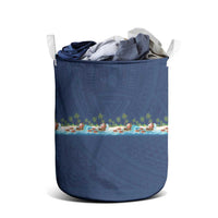 Hawaii Santa Riding Sea Turtle Laundry Basket Mele Kalikimaka Polynesian Pattern LT01 - Polynesian Pride