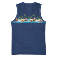Hawaii Santa Riding Sea Turtle Basketball Jersey Mele Kalikimaka Polynesian Pattern LT01 - Polynesian Pride