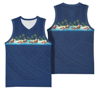 Hawaii Santa Riding Sea Turtle Basketball Jersey Mele Kalikimaka Polynesian Pattern LT01 - Polynesian Pride