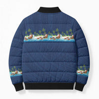 Hawaii Santa Riding Sea Turtle Bomber Puffer Jacket Mele Kalikimaka Polynesian Pattern LT01 - Polynesian Pride