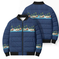 Hawaii Santa Riding Sea Turtle Bomber Puffer Jacket Mele Kalikimaka Polynesian Pattern LT01 - Polynesian Pride