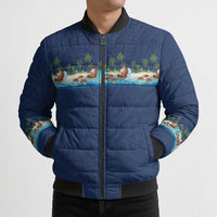Hawaii Santa Riding Sea Turtle Bomber Puffer Jacket Mele Kalikimaka Polynesian Pattern LT01 - Polynesian Pride