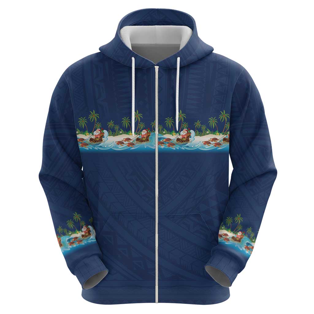 Hawaii Santa Riding Sea Turtle Hoodie Mele Kalikimaka Polynesian Pattern LT01 - Polynesian Pride