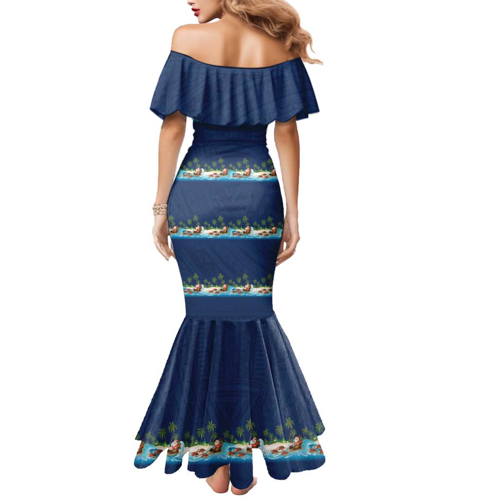 Hawaii Santa Riding Sea Turtle Mermaid Dress Mele Kalikimaka Polynesian Pattern LT01 - Polynesian Pride