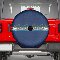 Hawaii Santa Riding Sea Turtle Spare Tire Cover Mele Kalikimaka Polynesian Pattern LT01 - Polynesian Pride