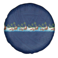 Hawaii Santa Riding Sea Turtle Spare Tire Cover Mele Kalikimaka Polynesian Pattern LT01 - Polynesian Pride