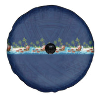 Hawaii Santa Riding Sea Turtle Spare Tire Cover Mele Kalikimaka Polynesian Pattern LT01 - Polynesian Pride