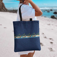 Hawaii Santa Riding Sea Turtle Tote Bag Mele Kalikimaka Polynesian Pattern LT01 - Polynesian Pride