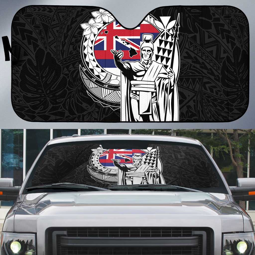 Hawaii King Kamehameha Auto Sun Shade Flag Polynesian Pattern LT01 Black - Polynesian Pride