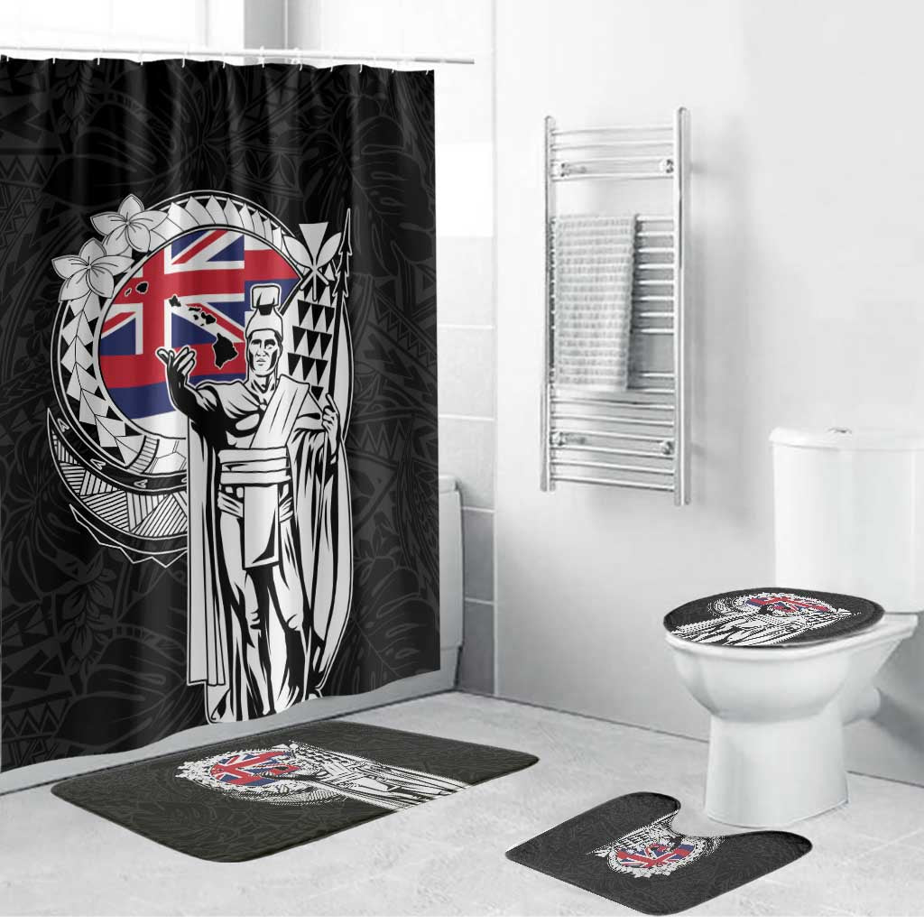 Hawaii King Kamehameha Bathroom Set Flag Polynesian Pattern LT01 Bathroom Set (4 pcs) Black - Polynesian Pride