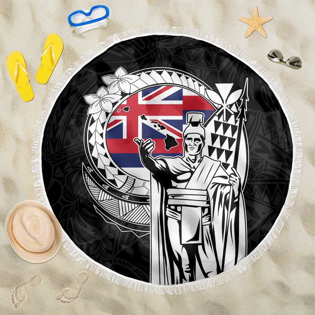 Hawaii King Kamehameha Beach Blanket Flag Polynesian Pattern LT01 One Size 150cm Black - Polynesian Pride