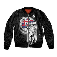 Personalized Hawaii King Kamehameha Bomber Jacket Flag Polynesian Pattern LT01 Unisex Black - Polynesian Pride