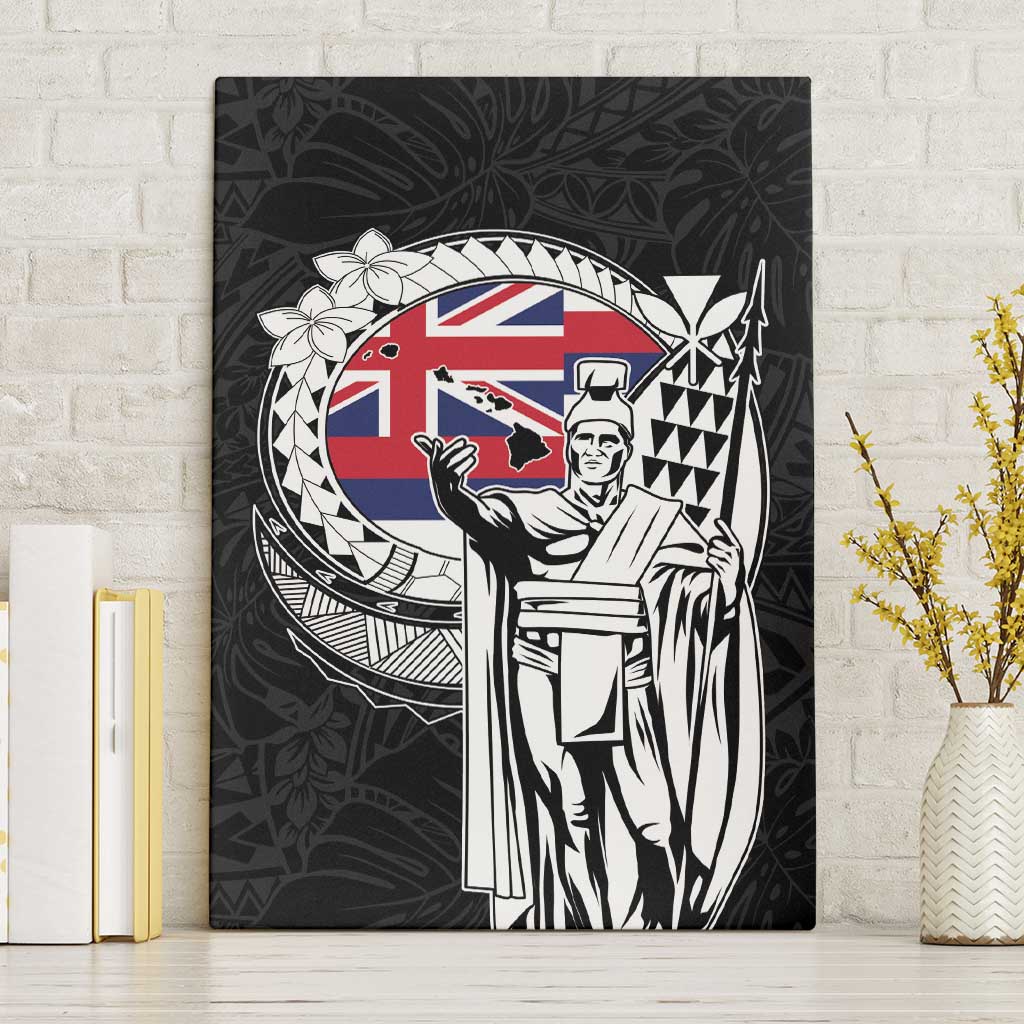 Hawaii King Kamehameha Canvas Wall Art Flag Polynesian Pattern LT01 Without Frame Black - Polynesian Pride