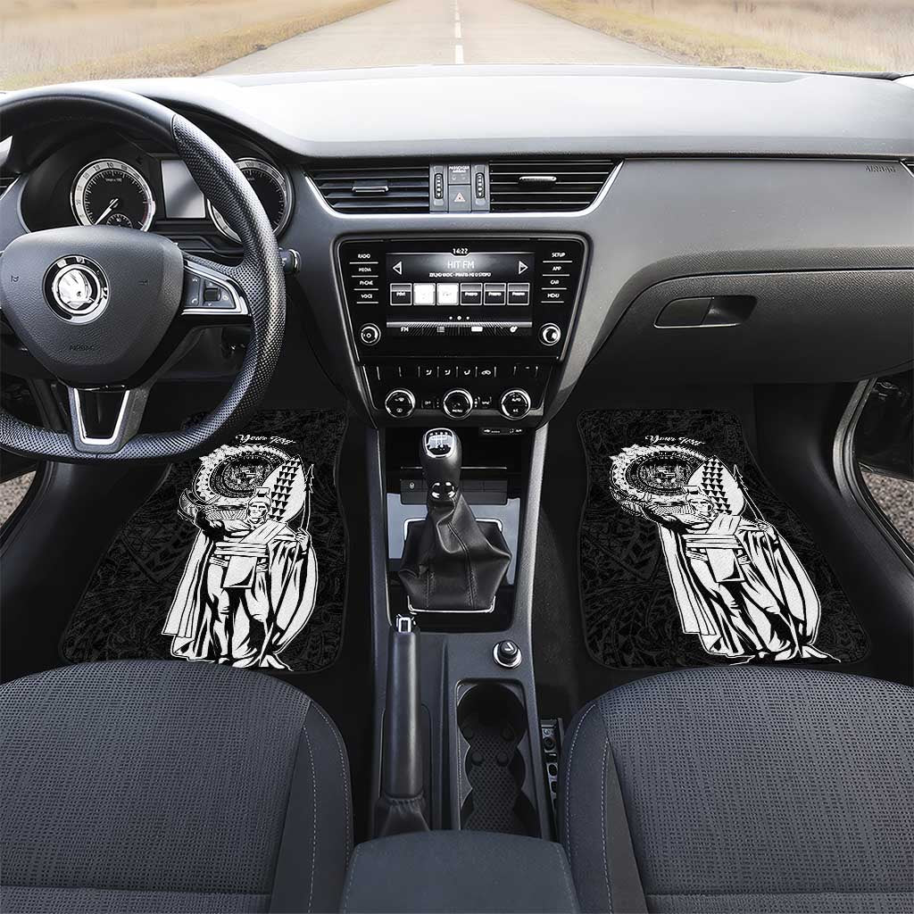 Personalized Hawaii King Kamehameha Car Mats Flag Polynesian Pattern LT01 Set 2pcs - Front Black - Polynesian Pride