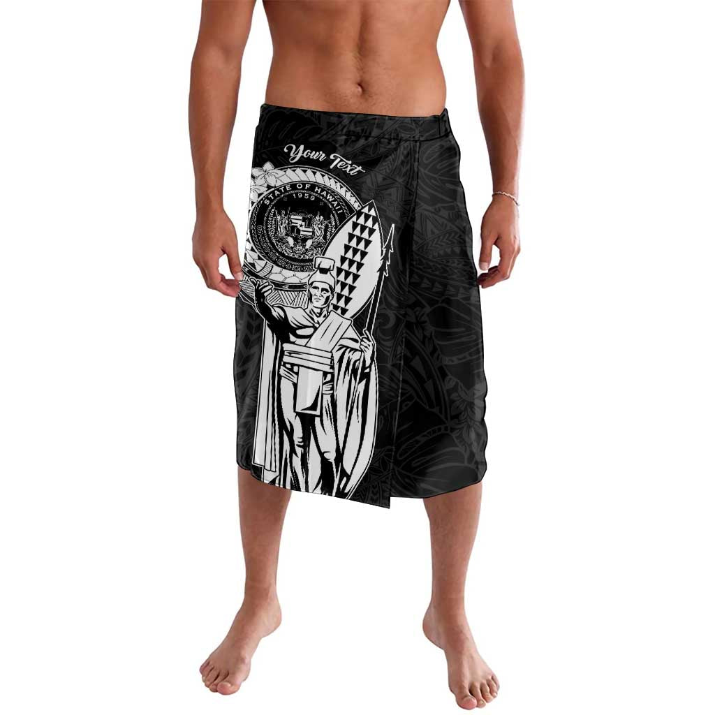 Personalized Hawaii King Kamehameha Lavalava Flag Polynesian Pattern LT01 Black - Polynesian Pride