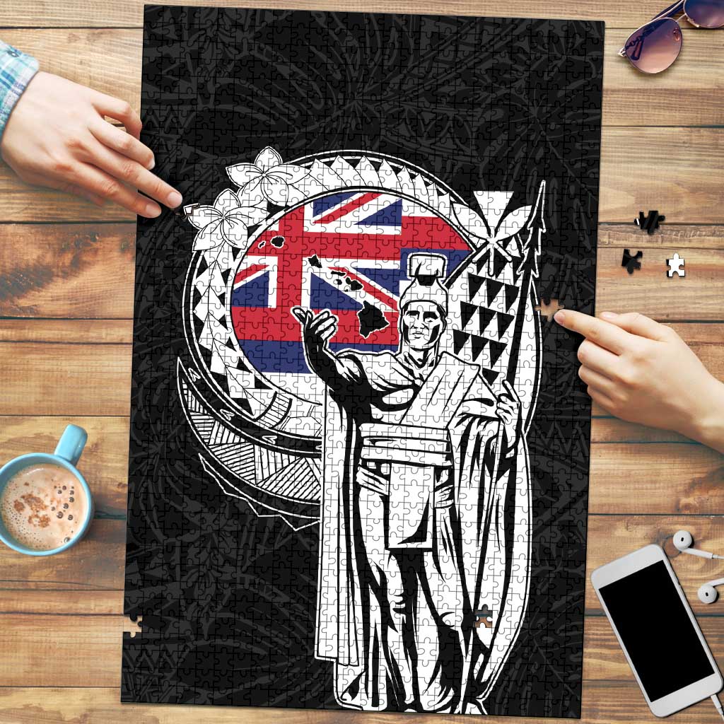 Hawaii King Kamehameha Puzzle Flag Polynesian Pattern LT01 Black - Polynesian Pride