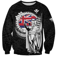 Personalized Hawaii King Kamehameha Sweatshirt Flag Polynesian Pattern LT01 Unisex Black - Polynesian Pride