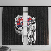 Hawaii King Kamehameha Window Curtain Flag Polynesian Pattern LT01 With Hooks Black - Polynesian Pride