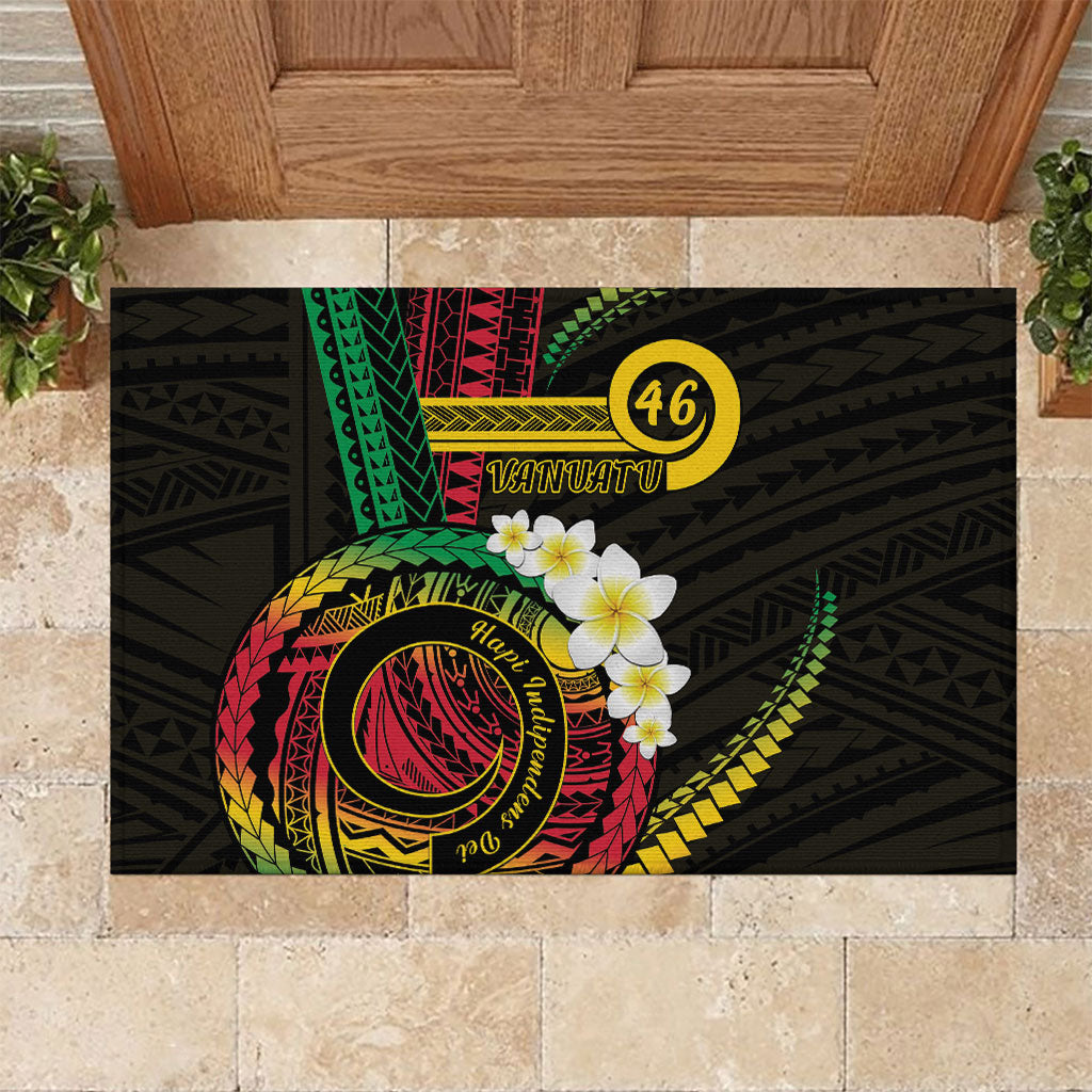 Vanuatu Independence Day Rubber Doormat Yumi 46th Hapi Indipendens Dei LT01 Black - Polynesian Pride