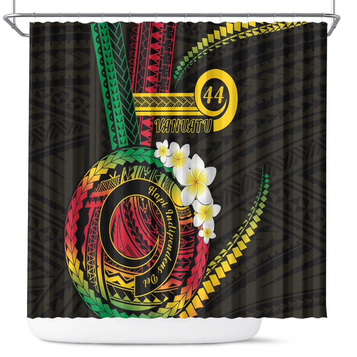 Vanuatu Independence Day Shower Curtain Yumi 44th Hapi Indipendens Dei