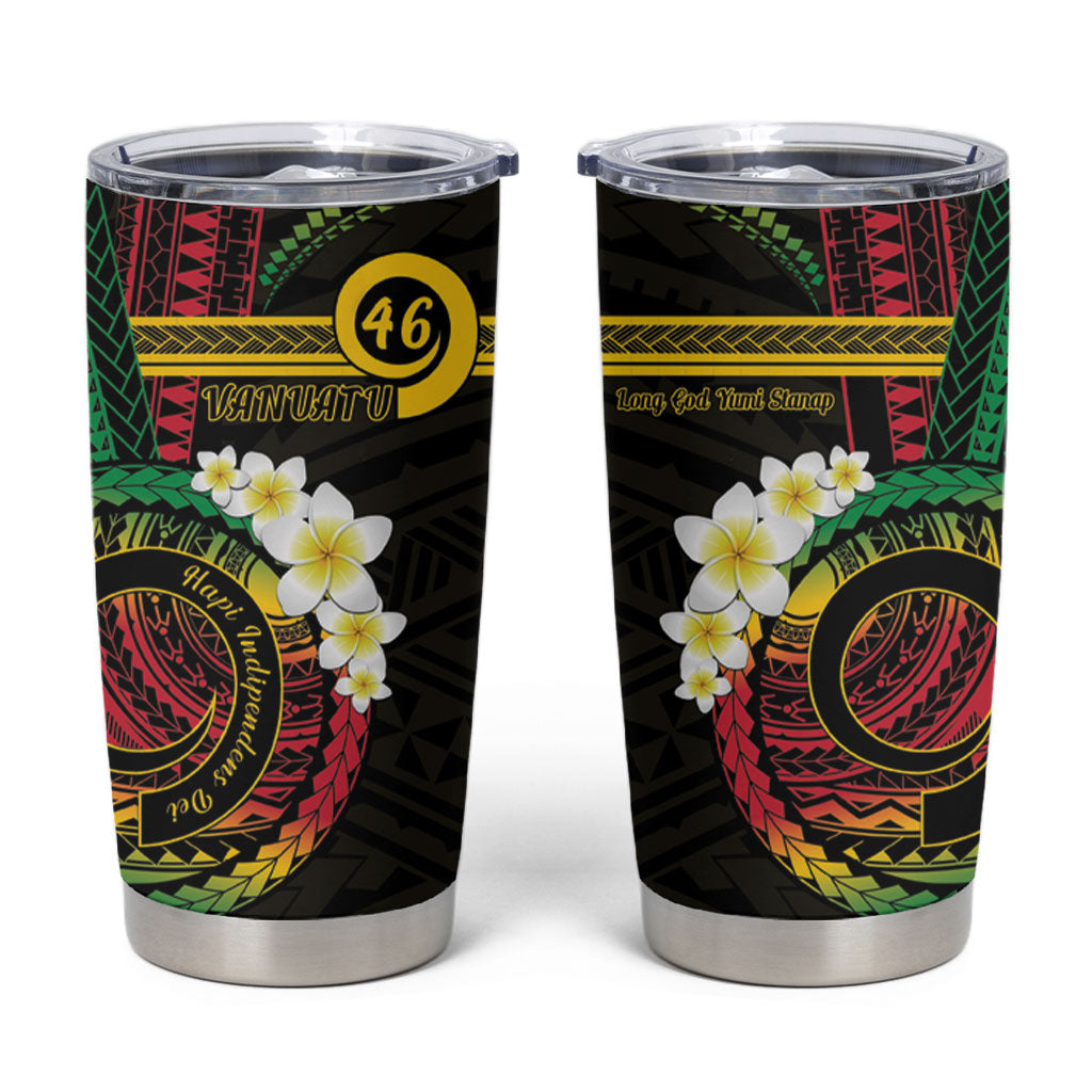 Vanuatu Independence Day Tumbler Cup Yumi 46th Hapi Indipendens Dei LT01 Black - Polynesian Pride
