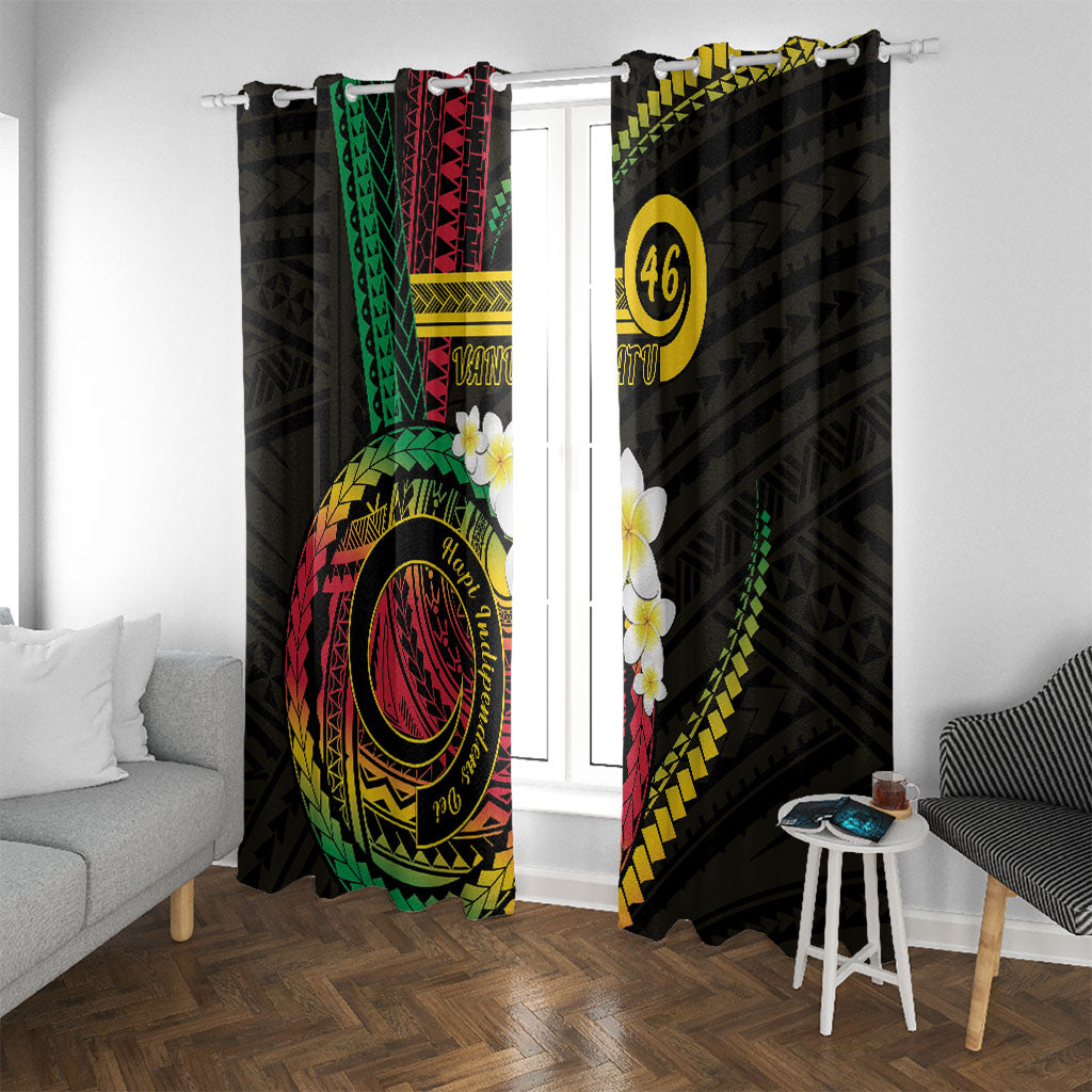 Vanuatu Independence Day Window Curtain Yumi 46th Hapi Indipendens Dei LT01 With Grommets Black - Polynesian Pride