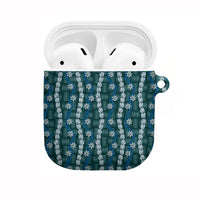 Pikake Maile Tiare Lei AirPods Case Polu Lauhala Pattern LT01 Blue - Polynesian Pride