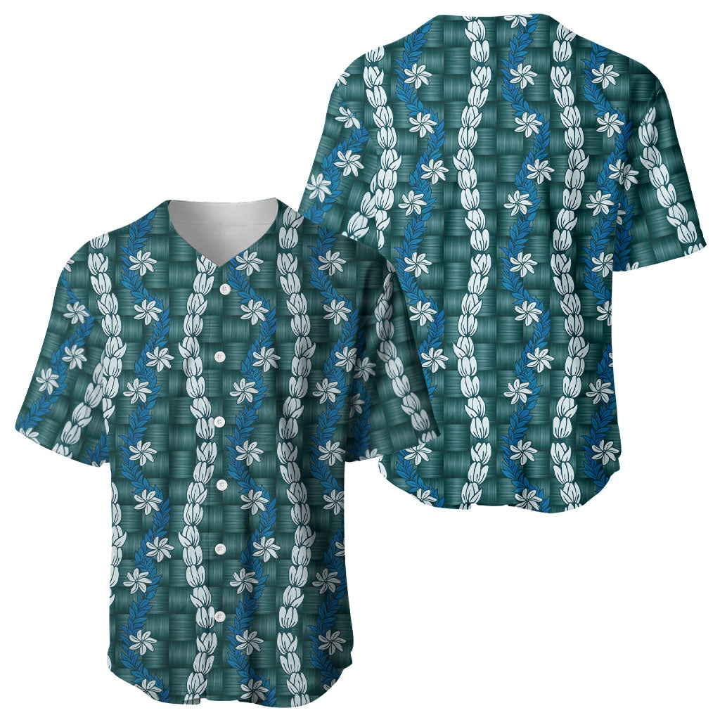 Pikake Maile Tiare Lei Baseball Jersey Polu Lauhala Pattern LT01 - Polynesian Pride