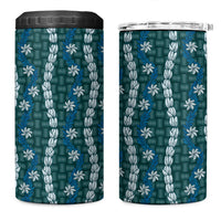 Pikake Maile Tiare Lei 4 in 1 Can Cooler Tumbler Polu Lauhala Pattern LT01 One Size: 16 oz Blue - Polynesian Pride