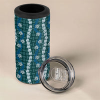 Pikake Maile Tiare Lei 4 in 1 Can Cooler Tumbler Polu Lauhala Pattern LT01 - Polynesian Pride