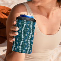 Pikake Maile Tiare Lei 4 in 1 Can Cooler Tumbler Polu Lauhala Pattern LT01 - Polynesian Pride
