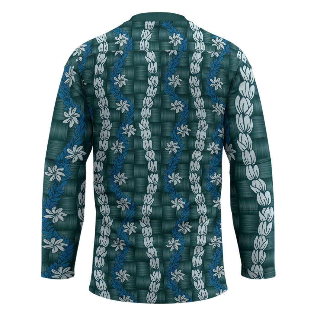 Pikake Maile Tiare Lei Hockey Jersey Polu Lauhala Pattern LT01 - Polynesian Pride