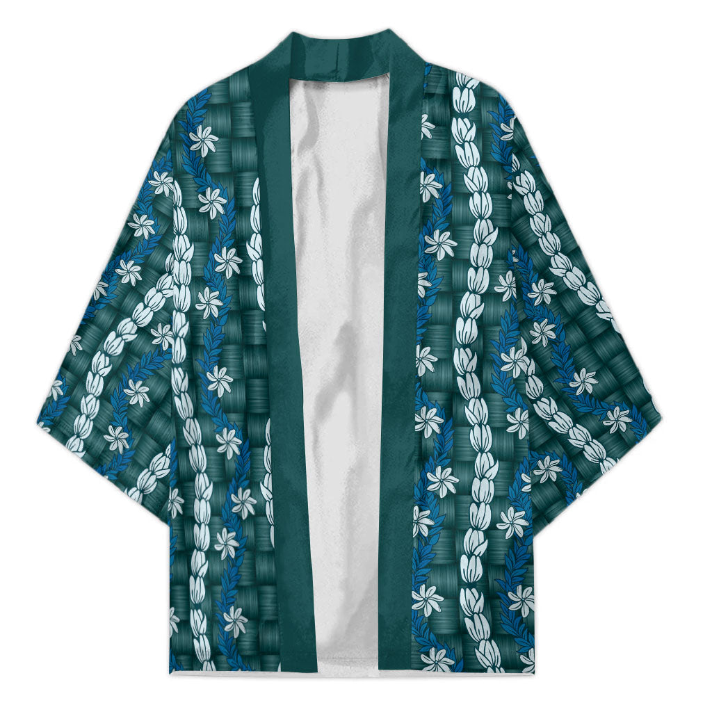 Pikake Maile Tiare Lei Kimono Polu Lauhala Pattern LT01 Unisex Blue - Polynesian Pride